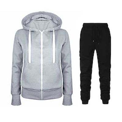 Women's Sweatshirt Tracksuit Pants Sets Black Pink Wine Solid Color Zipper Drawstring Long Sleeve Outdoor Casual Fashion Hooded Regular Fit Fall Winter Lightinthebox Women's Sweatshirt Tracksuit Pants Sets Black Pink Wine Solid Color Zipper Drawstring Long Sleeve Outdoor Casual Fashion Hooded Regular Fit Fall Winter Lightinthebox