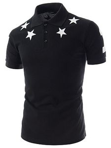 Polo Collar Men Star Number Printed T-Shirt