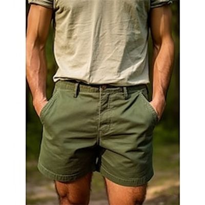 Men's Shorts Chino Shorts Bermuda shorts Work Shorts Button Pocket Plain Comfort Short Outdoor Daily Going out Cotton Blend Streetwear Stylish Black Navy Blue Lightinthebox
