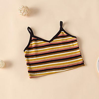 Toddler Girls' T shirt Tee Sleeveless Striped Print Red Children Tops All Seasons Active Regular Fit 2-8 Years Lightinthebox