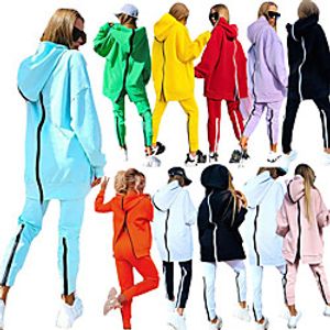 Women's 2 Piece Half Zip Tracksuit Jogging Suit Streetwear Casual Athleisure 2pcs Winter Long Sleeve Thermal Warm Windproof Breathable Fitness Gym Workout Running Walking Jogging Sportswear Solid Lightinthebox