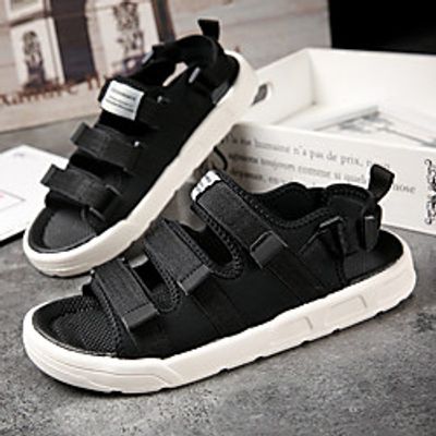 Men's Sandals Casual Beach Daily Water Shoes Walking Shoes PU Elastic Fabric Breathable Non-slipping Wear Proof Black Red Army Green Summer miniinthebox