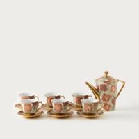 Floral Print 13-Piece Cup and Saucer Set with Teapot