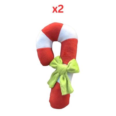 Christmas Candy Cane Squeaky Plush Toy For Dogs (Pack of 2)