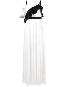 Self-Portrait ruffled trim maxi dress - White