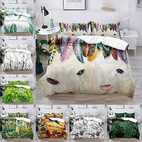 Botanical Pattern 3-Piece Duvet Cover Set Hotel Bedding Sets Comforter Cover with Soft Lightweight Microfiber, Include 1 Duvet Cover, 2 Pillowcases for Double/Queen/King(1 Pillowcase for Twin/Single) miniinthebox - thumbnail