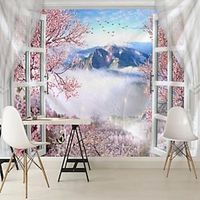 Landscape Wallpaper Mural Window View Wall Covering Sticker Peel and Stick Removable PVCVinyl Material Self AdhesiveAdhesive Required Wall Decor for Living Room Kitchen Bathroom Lightinthebox - thumbnail