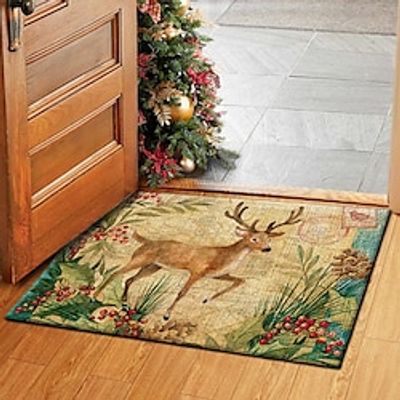 Christmas Decorations Area Rug Non Slip Bedside Livingroom Bedroom Indoor Outdoor Reindeer Ornaments miniinthebox