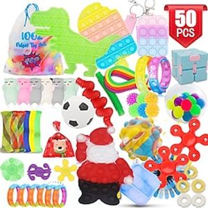 50 pieces Decompression toy setPoppers Push Bubble Sensory toy set children adults stress relief and anti- Christmas birthday class  incentive gifts Lightinthebox
