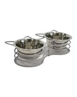 Barkley & Evans Kitty Matte White Laser Cut Double Feeder 12 x 5.25 x 2.75 inch
