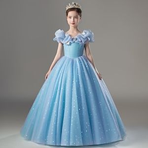 Princess Floor Length Flower Girl Dress Birthday Cinderella Girls Cute Dress Polyester  Cotton Blend with Butterfly Elegant Sparkle  Shine Fit 3-16 Years Lightinthebox