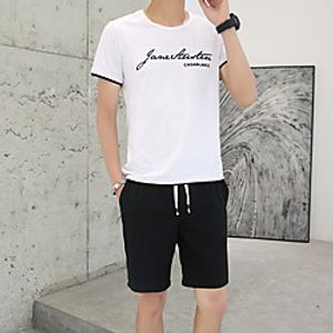 Men's Sweatsuit 2 Piece Set Elastic Waistband Crew Neck Sport Athleisure Clothing Suit Short Sleeves Breathable Soft Comfortable Exercise  Fitness Everyday Use Outdoor Fitness Exercising  Summer Lightinthebox