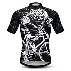 21Grams Men's Short Sleeve Cycling Jersey Summer Spandex Polyester BlackWhite Sugar Skull Skull Bike Jersey Top Mountain Bike MTB Road Bike Cycling Quick Dry Moisture Wicking Breathable Sports Lightinthebox