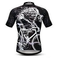 21Grams Men's Short Sleeve Cycling Jersey Summer Spandex Polyester BlackWhite Sugar Skull Skull Bike Jersey Top Mountain Bike MTB Road Bike Cycling Quick Dry Moisture Wicking Breathable Sports Lightinthebox - thumbnail