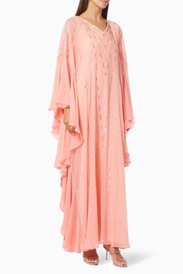 Abstract Embroidered Kaftan in Chiffon Abstract Embroidered Kaftan in Chiffon