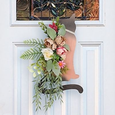 Christmas Day Spring Summer Wreath Garland with Cat Wedding Festival Party Decor miniinthebox