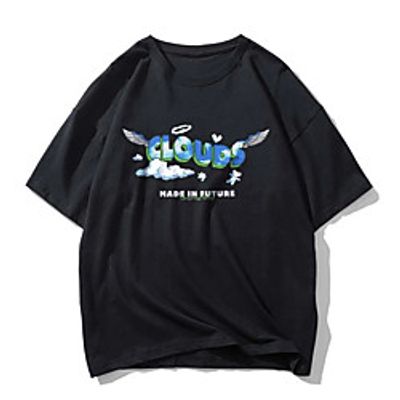 Men's Tee T shirt Hot Stamping Graphic Prints Letter Print Short Sleeve Casual Tops 100% Cotton Basic Designer Big and Tall Black Lightinthebox