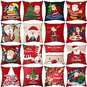 Christmas 1PC Decorative Toss Pillows Xmas Santa Throw Pillow Covers Soft Pillowcase for Bedroom Livingroom Sofa Couch Chair Bench miniinthebox