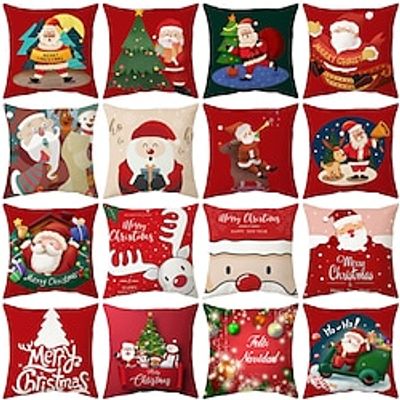 Christmas 1PC Decorative Toss Pillows Xmas Santa Throw Pillow Covers Soft Pillowcase for Bedroom Livingroom Sofa Couch Chair Bench miniinthebox