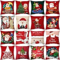 Christmas 1PC Decorative Toss Pillows Xmas Santa Throw Pillow Covers Soft Pillowcase for Bedroom Livingroom Sofa Couch Chair Bench miniinthebox - thumbnail