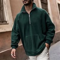 Men's Sweatshirt Quarter Zip Sweatshirt Green Half Zip Plain Pocket Sports  Outdoor Daily Holiday Streetwear Basic Casual Spring   Fall Clothing Apparel Hoodies Sweatshirts  Lightinthebox - thumbnail