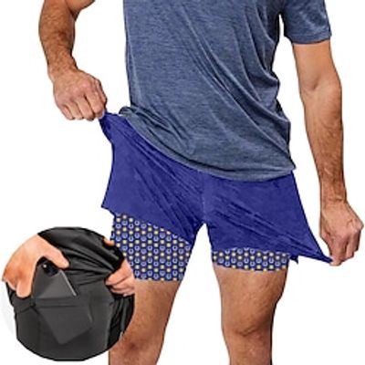 21Grams Men's Running Shorts Athletic Shorts Bottoms 2 in 1 Side Pockets Drawstring Fitness Gym Workout Running Training Exercise Breathable Quick Dry Soft Sport White Black Yellow Blue  Athleisure Lightinthebox