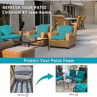 2 Pcs Outdoor Sofa Cushion Covers Patio Wicker Sofa Seat Cover Waterproof Couch Slipcover,Oxford Wicker Chair Cover Furniture Protector 2240inches for Restaurant,Hotel,Wedding Lightinthebox - thumbnail