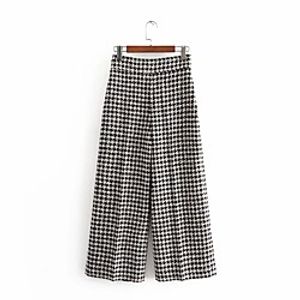 Women's Basic Streetwear Comfort Daily Going out Pants Chinos Pants Plaid Checkered Full Length Print Black miniinthebox