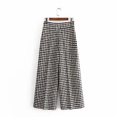 Women's Basic Streetwear Comfort Daily Going out Pants Chinos Pants Plaid Checkered Full Length Print Black miniinthebox