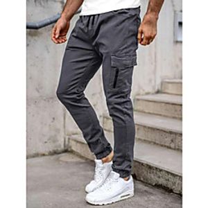 Men's Simple Jogger Pants Sweatpants Trousers Pants Solid Color Side Pockets Multiple Pockets ArmyGreen Khaki Black Dark Gray Lightinthebox