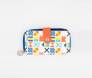 Womens Be Shore Zip Around Printed Wallet  White Combo