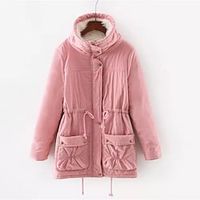 Women's Teddy Coat Winter Coat Warm Breathable Outdoor Daily Wear Vacation Going out Pocket Zipper Turndown Casual Lady Comfortable Solid Color Regular Fit Outerwear Long Sleeve Winter Fall Black Lightinthebox - thumbnail