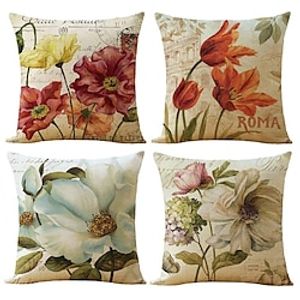 4PCS Flower Double Side Pillow Cover Soft Decorative Square Cushion Case Pillowcase for Bedroom Livingroom Sofa Couch Chair miniinthebox