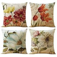 4PCS Flower Double Side Pillow Cover Soft Decorative Square Cushion Case Pillowcase for Bedroom Livingroom Sofa Couch Chair miniinthebox