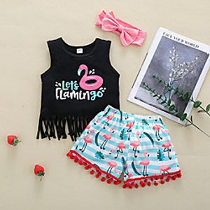 [18m-7y]girls cartoon print tank top and shorts three-piece suit Lightinthebox