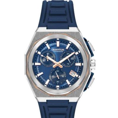 Quantum Men's VR34B14 Movement Watch, Chronograph Display and Silicone Strap - PWG1078.399, Blue Quantum Men's VR34B14 Movement Watch, Chronograph Display and Silicone Strap - PWG1078.399, Blue