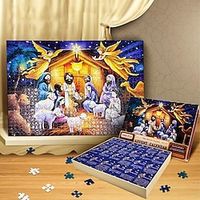 Nativity Advent Calendar 2023 Christmas Jigsaw Puzzle for Adults and Kids 1008 Piece Puzzle 24 Day Christmas Puzzle Jesus Advent Calendar Puzzle for Friends Jigsaw Family Game miniinthebox - thumbnail