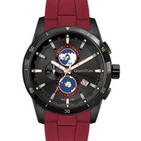 Quantum Men's Quartz Movement Watch, Multi Function Display and Silicone Strap - ADG991.668, Red