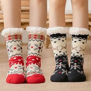 Christmas Floor Socks Adult Women  Plush Home Sleep Socks Carpet Socks Leg Covers Anti Slip Snow Slippers Socks miniinthebox