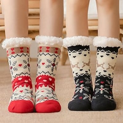 Christmas Floor Socks Adult Women  Plush Home Sleep Socks Carpet Socks Leg Covers Anti Slip Snow Slippers Socks Lightinthebox
