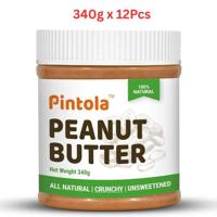 Pintola Peanut Butter - All Natural Crunchy (Unsweetened) 340g (Pack Of 12)
