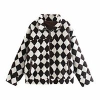 Women's Coat Casual Daily Fall Winter Regular Coat Standard Fit Warm Casual Jacket Long Sleeve Plaid  Check Modern Style Blue Lightinthebox - thumbnail