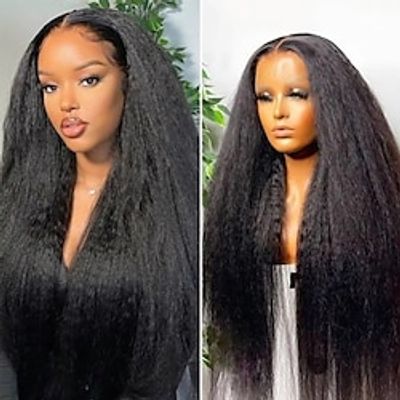 10A Inverted Full Human headpiece 134 Glueless Yaki Straight 150 Density Brazilian Natural Color wig headpiece Lightinthebox