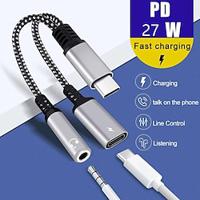 USB Type C to 3.5mm Headphone Jack Adapter Cable 2 in 1 Dual USB C Female Audio Aux Connector Charging Splitter Music Lightinthebox