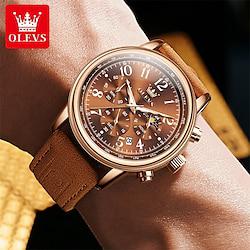 New Olevs Brand Men'S Watches Moon Phase Chronograph 24 Hours Multifunction Quartz Watch Waterproof Belt Men'S Sports Watches Lightinthebox