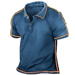 Men's Collar Polo Shirt Golf Shirt Solid Color Turndown Green Blue Purple Gray Black Outdoor Street Short Sleeves Button-Down Clothing Apparel Fashion Designer Casual Breathable  Summer  Spring Lightinthebox