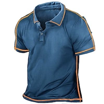 Men's Collar Polo Shirt Golf Shirt Solid Color Turndown Green Blue Purple Gray Black Outdoor Street Short Sleeves Button-Down Clothing Apparel Fashion Designer Casual Breathable  Summer  Spring Lightinthebox