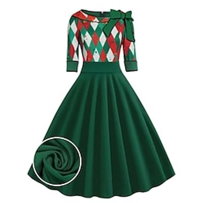 Fancy Christmas Dress Women's 1950s Christmas Masquerade Christmas Eve Adults' Party Christmas New Year Eve Polyester Dress miniinthebox