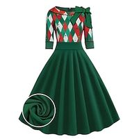 Fancy Christmas Dress Women's 1950s Christmas Masquerade Christmas Eve Adults' Party Christmas New Year Eve Polyester Dress miniinthebox - thumbnail
