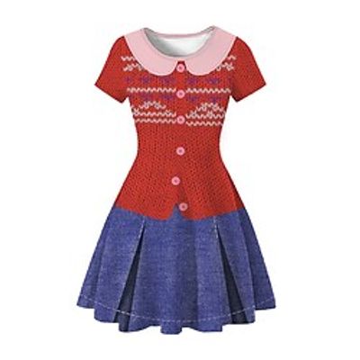 Kids Girls' Dress Cartoon Short Sleeve Daily Holiday Casual Beautiful Polyester A Line Dress Summer Spring 3-12 Years Black White Yellow miniinthebox